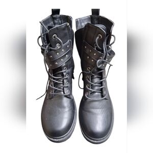 NWOT Wanted Black Leather Combat Boots